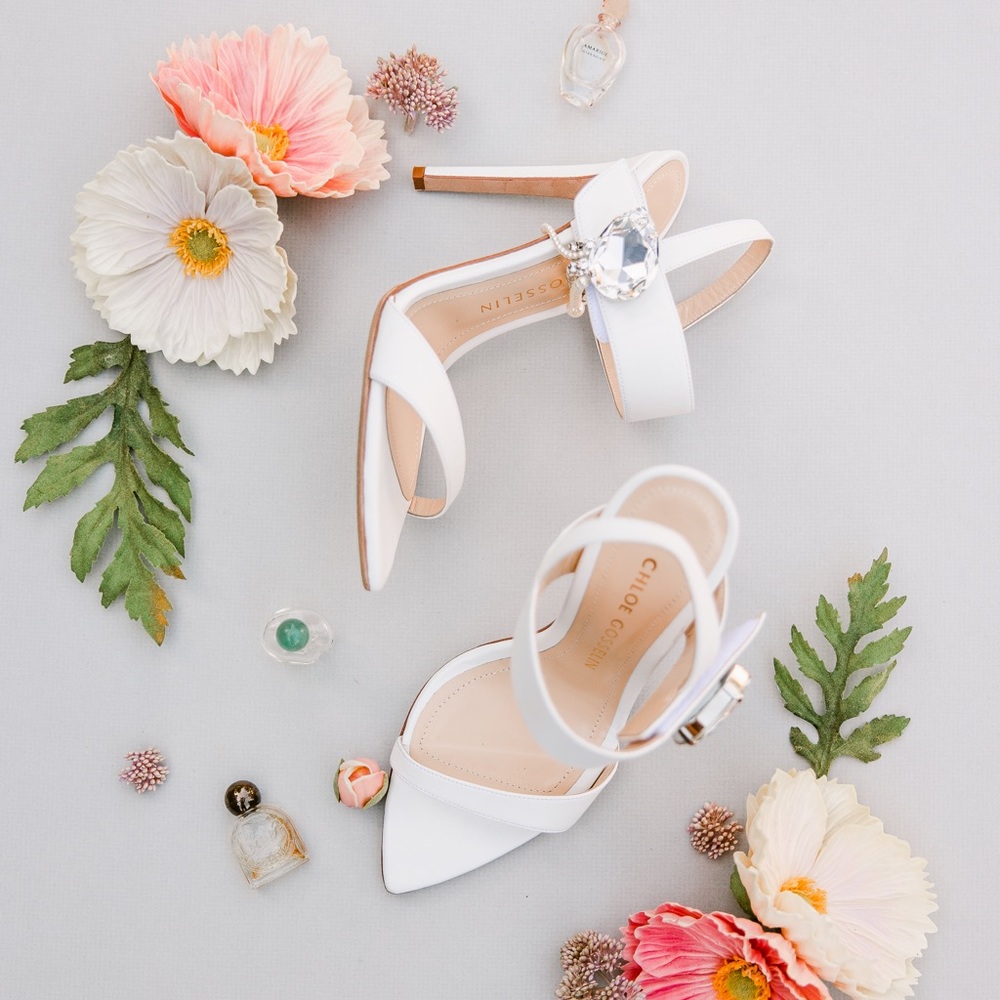 White nappa leather Chloe Gosselin Tori 110 sandals